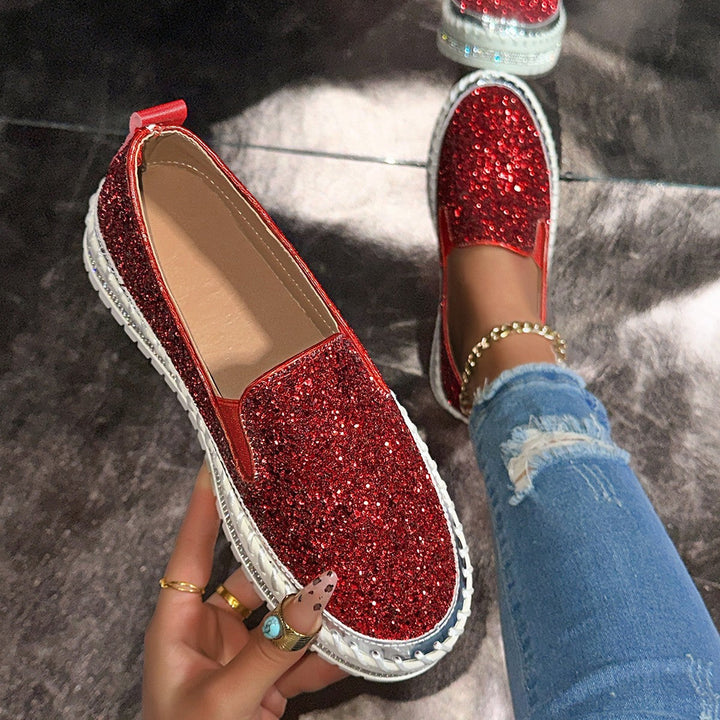 Damen Slip-On Glitzer Sneakers