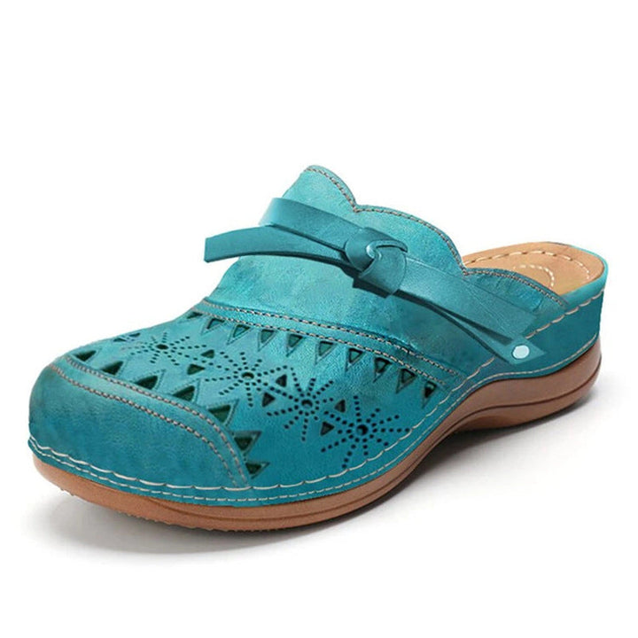 Damen Komfort Clogs mit modischem Lochmuster und dekorativem Riemen