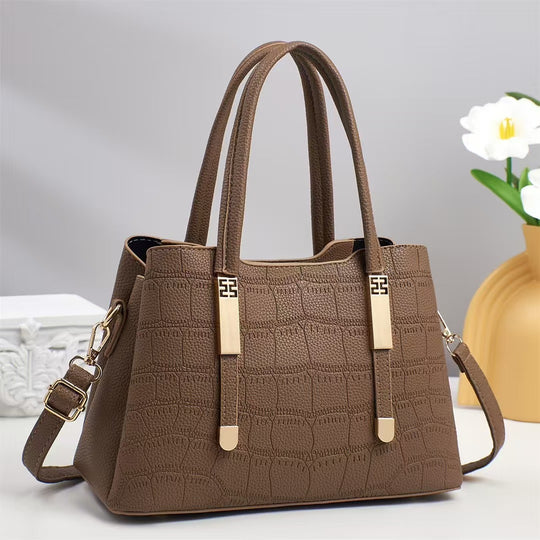 Damen elegante Handtasche mit strukturiertem Krokodil-Leder-Look und abnehmbarem Schulterriemen Nord Taschen
