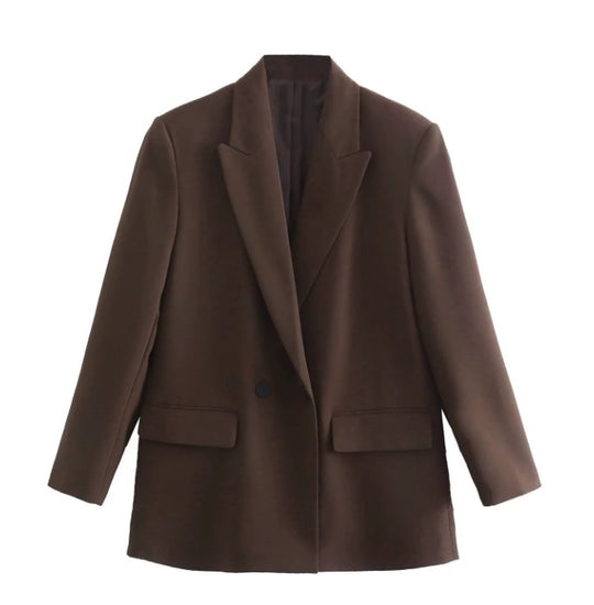 Damen 100+ geradliniger Longline Blazer mit Reverskragen, doppelreihiger Optik und Pattentaschen Nord Taschen