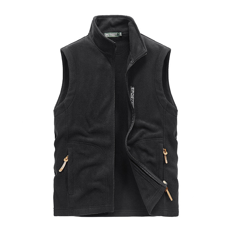 Herren Fleece-Utility-Weste mit Reißverschluss, Stehkragen und praktischen Taschen Nord Taschen