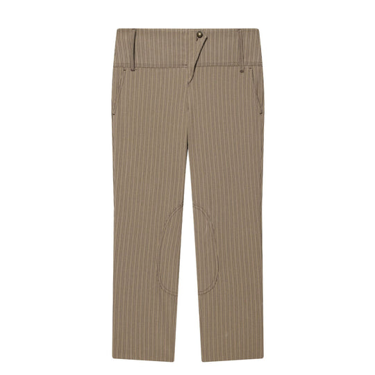 Damen Hochtaillierte Cropped-Stretchhose mit Nadelstreifen und Kniebesatz Nord Taschen