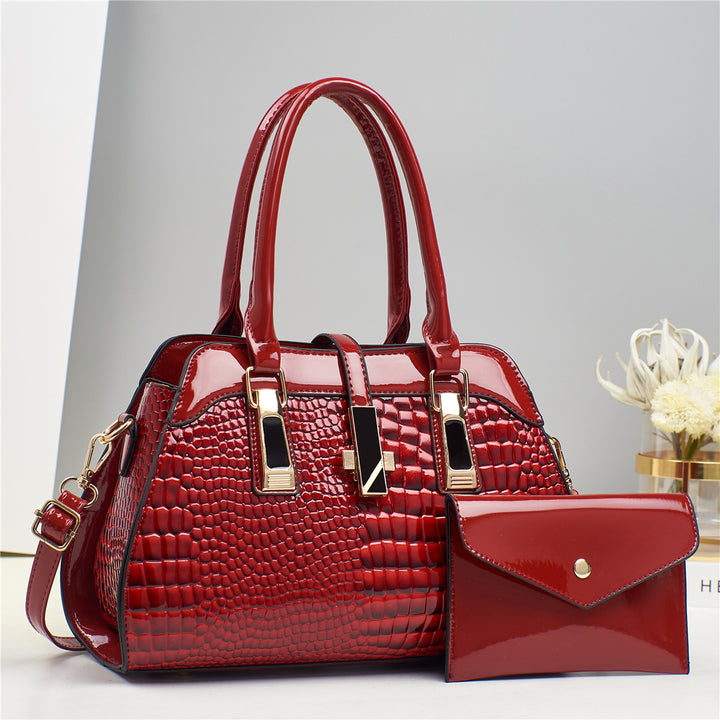 Damen Handtasche mit elegantem Kroko-Look und abnehmbarer Clutch Nord Taschen