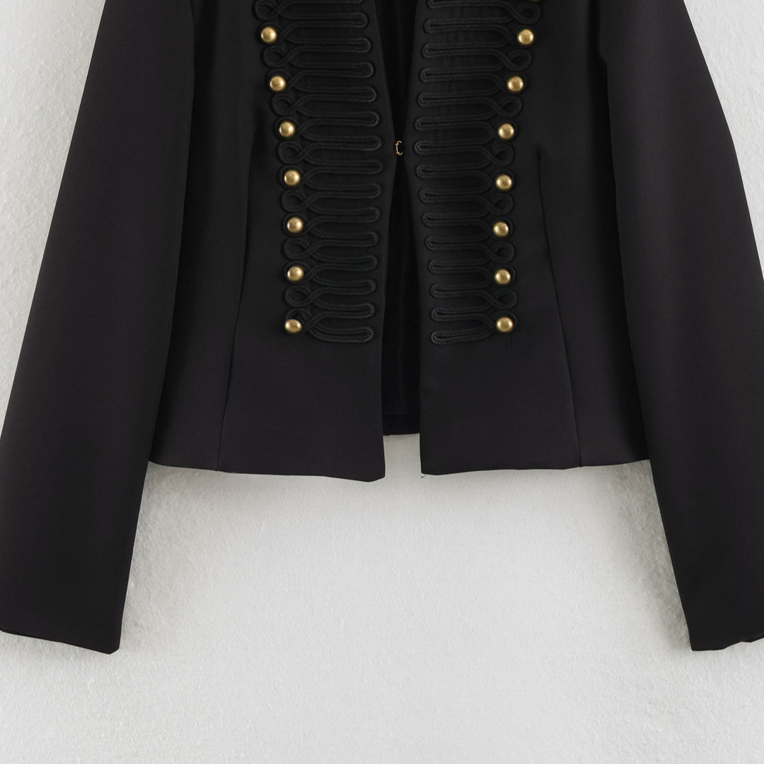 Damen Kurzblazer im Marschall-Look mit Kordelornament und Messingknöpfen Nord Taschen