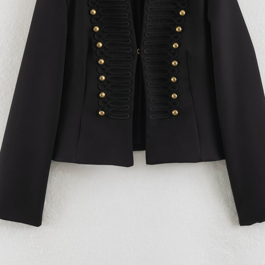 Damen Kurzblazer im Marschall-Look mit Kordelornament und Messingknöpfen Nord Taschen