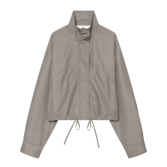 Damen Kurzgeschnittene Oversize-Windjacke mit Stehkragen und Tunnelzug Nord Taschen