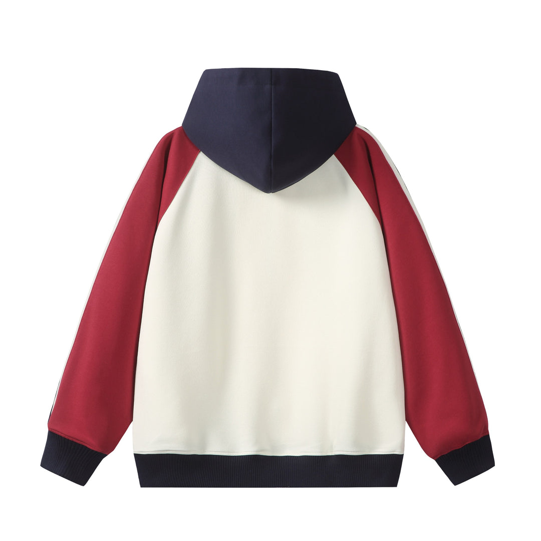 Unisex Kapuzen‑Zipjacke im Retro‑Sportstil mit Colorblock‑Einsätzen und Kängurutasche Nord Taschen