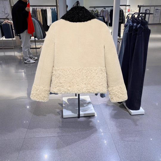 Damen Teddy-Fleece-Blousonjacke mit kontrastierendem Kunstfellkragen Nord Taschen