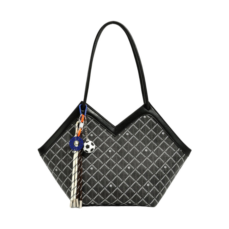 Damen Shopper Tasche mit modernem Karomuster und exquisiten Details Nord Taschen