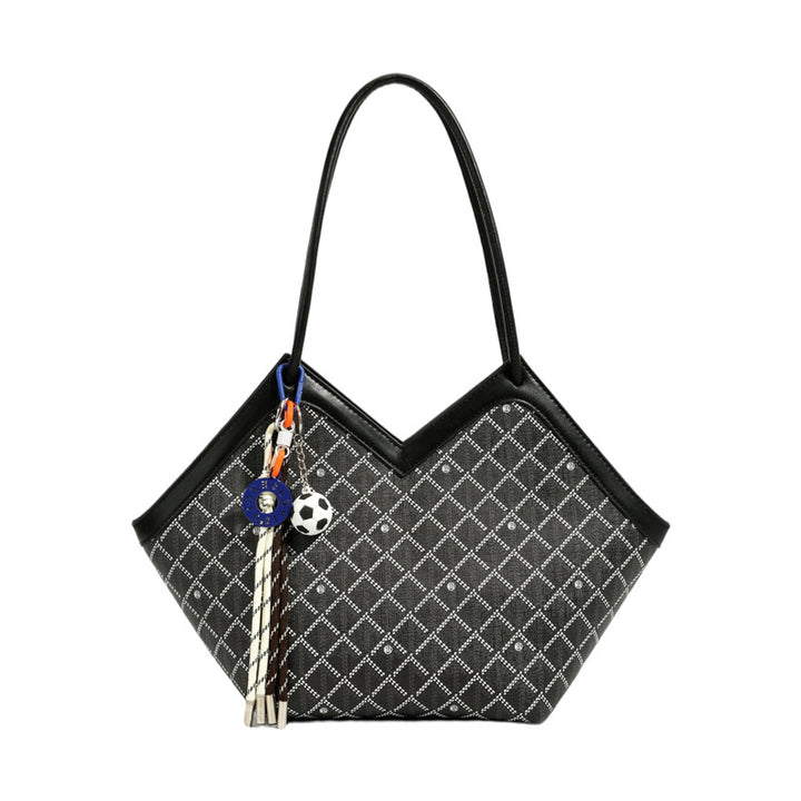 Damen Shopper Tasche mit modernem Karomuster und exquisiten Details Nord Taschen