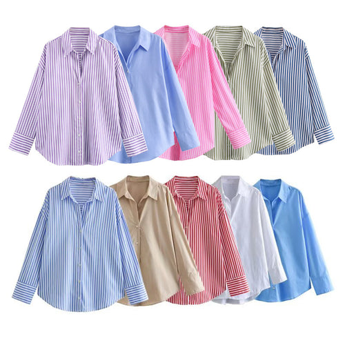 Damen Oversize-Hemdbluse mit überschnittener Schulter und klassischer Knopfleiste Nord Taschen