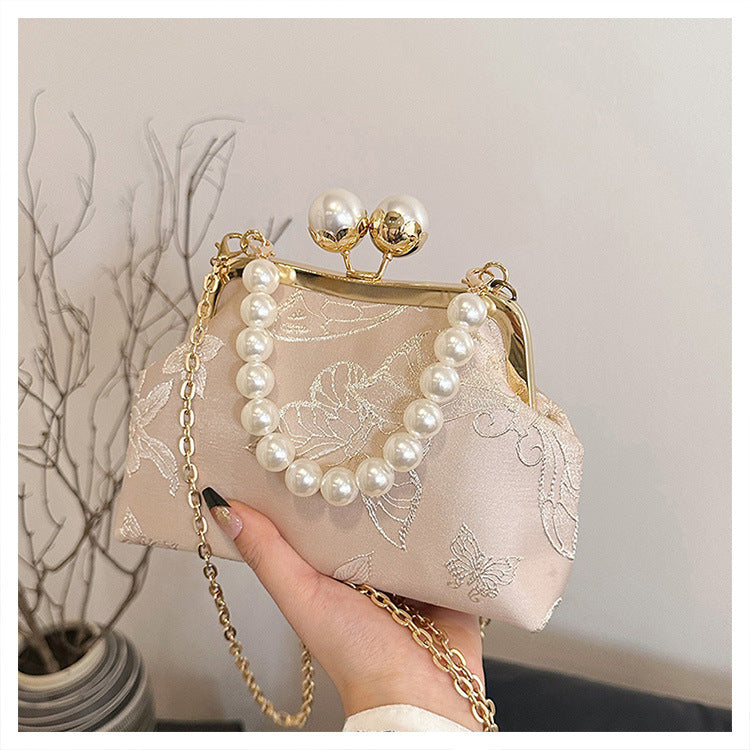 Damen elegante Abendtasche mit Perlenbesatz Nord Taschen