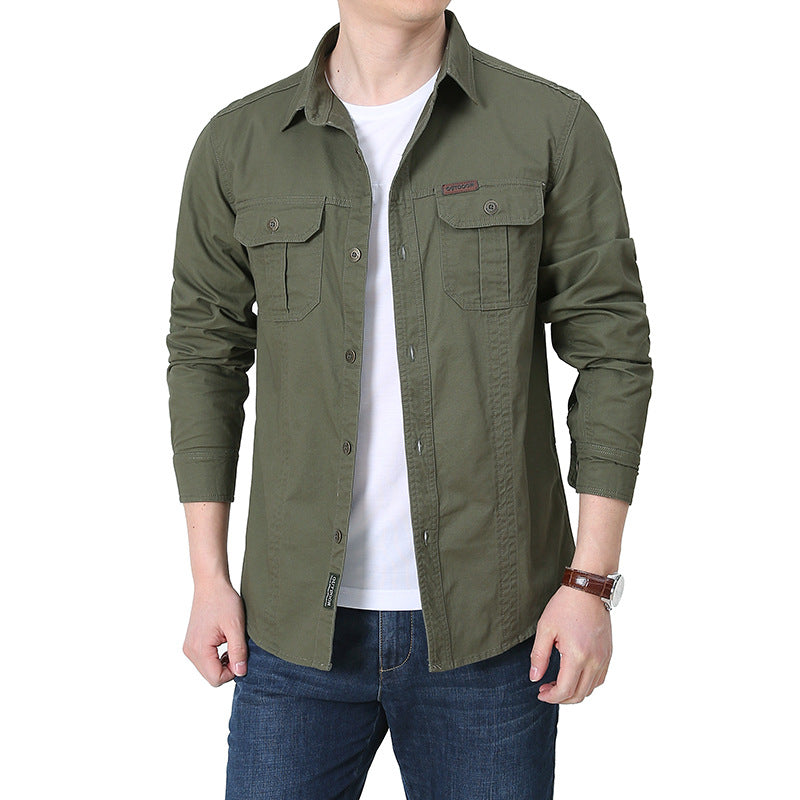 Herren robustes Overshirt aus Baumwoll-Canvas mit Brustpattentaschen Nord Taschen