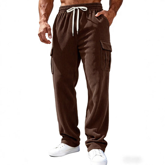 Herren Gerippte Cargo-Freizeithose mit Tunnelzug und Elastikbund Nord Taschen