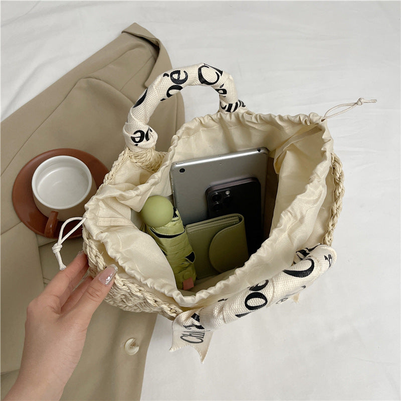 Damen stilvolle Strohtasche mit süßem Schleifendetail Nord Taschen