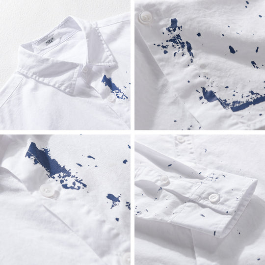 Herren Hemd mit künstlerischem Paint-Splatter und klassischem Kentkragen Nord Taschen
