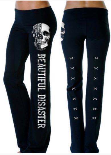 Damen lässige Loungehose mit coolem Skull-Print und Schriftzug Nord Taschen