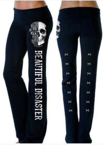 Damen lässige Loungehose mit coolem Skull-Print und Schriftzug Nord Taschen
