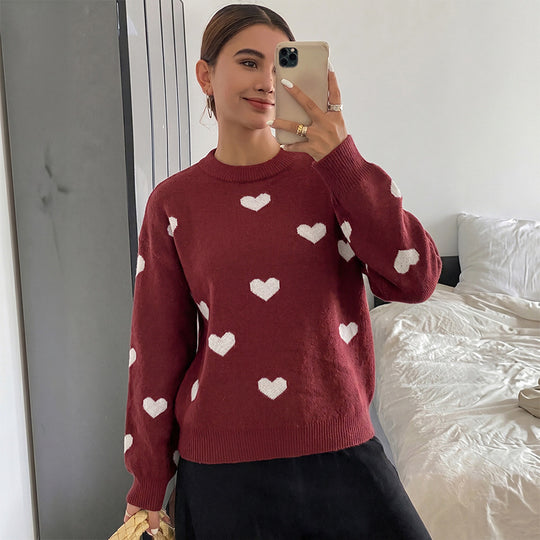 Damen Pullover mit Herzdesign Nord Taschen