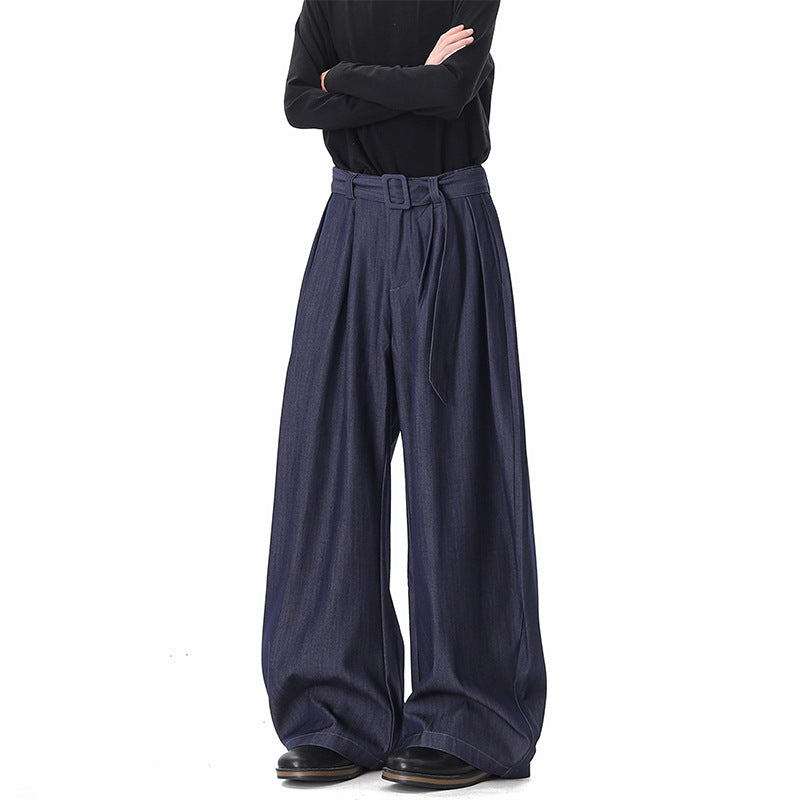 Damen Weite Paperbag-Hose mit hohem Bund, Falten und Taillengürtel Nord Taschen