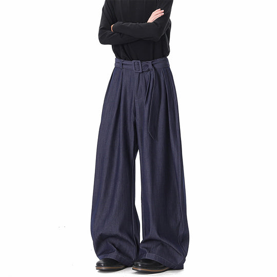 Damen Weite Paperbag-Hose mit hohem Bund, Falten und Taillengürtel Nord Taschen