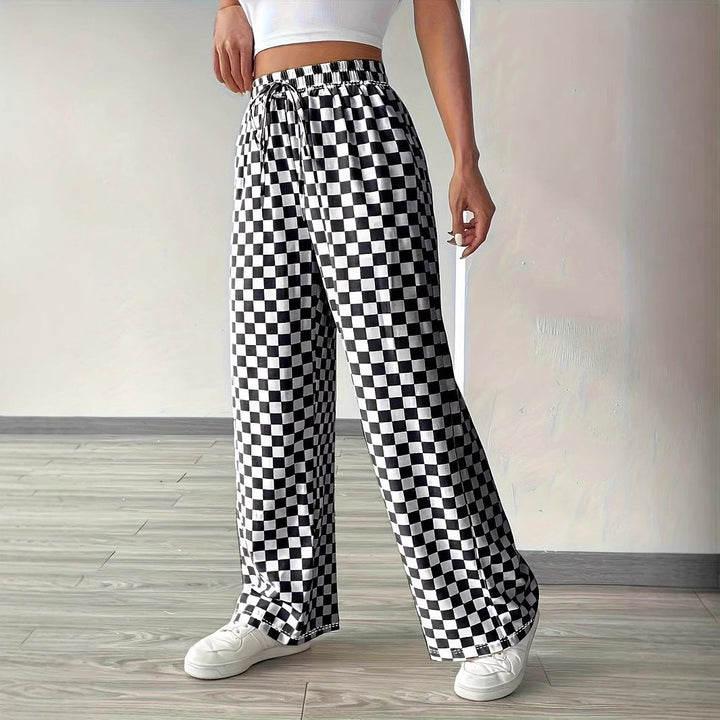 Damen Leichte Karohose im modischen Schnitt mit elastischem Bund