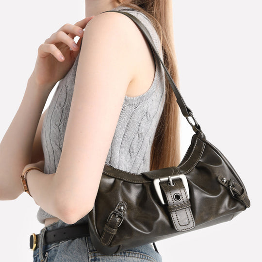 Damen Schultertasche mit elegantem Faltendesign und praktischem Magnetverschluss Nord Taschen