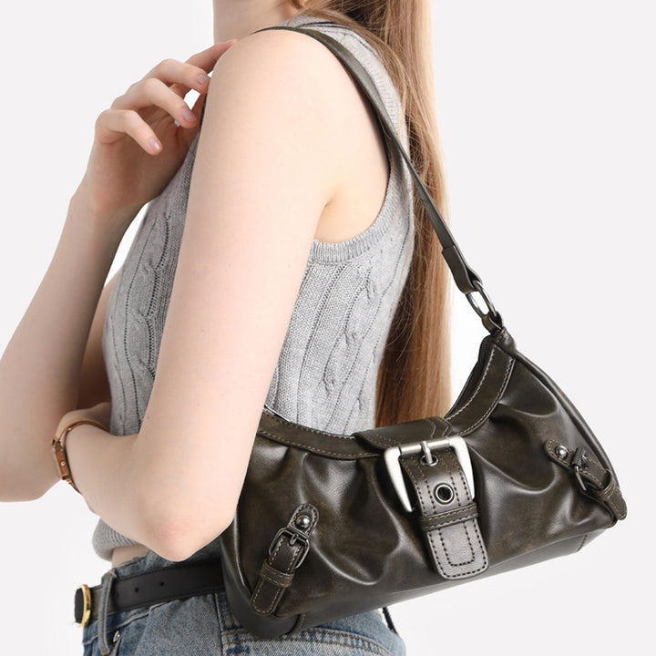 Damen Schultertasche mit elegantem Faltendesign und praktischem Magnetverschluss Nord Taschen