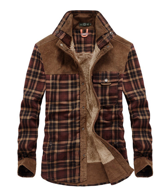 Herren Gemütliche Flanelljacke mit Fleecefutter Nord Taschen