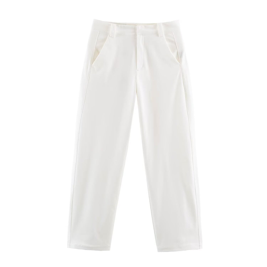 Damen Hochtaillierte weite Cropped‑Hose mit Bügelfalte und Eingrifftaschen Nord Taschen