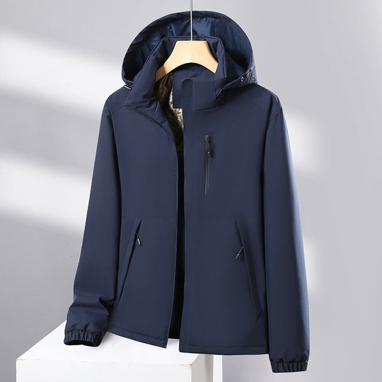 Herren Softshell-Allwetterjacke mit wasserdichter Membran, verstellbarer Kapuze und verdeckten Reißverschlüssen Nord Taschen