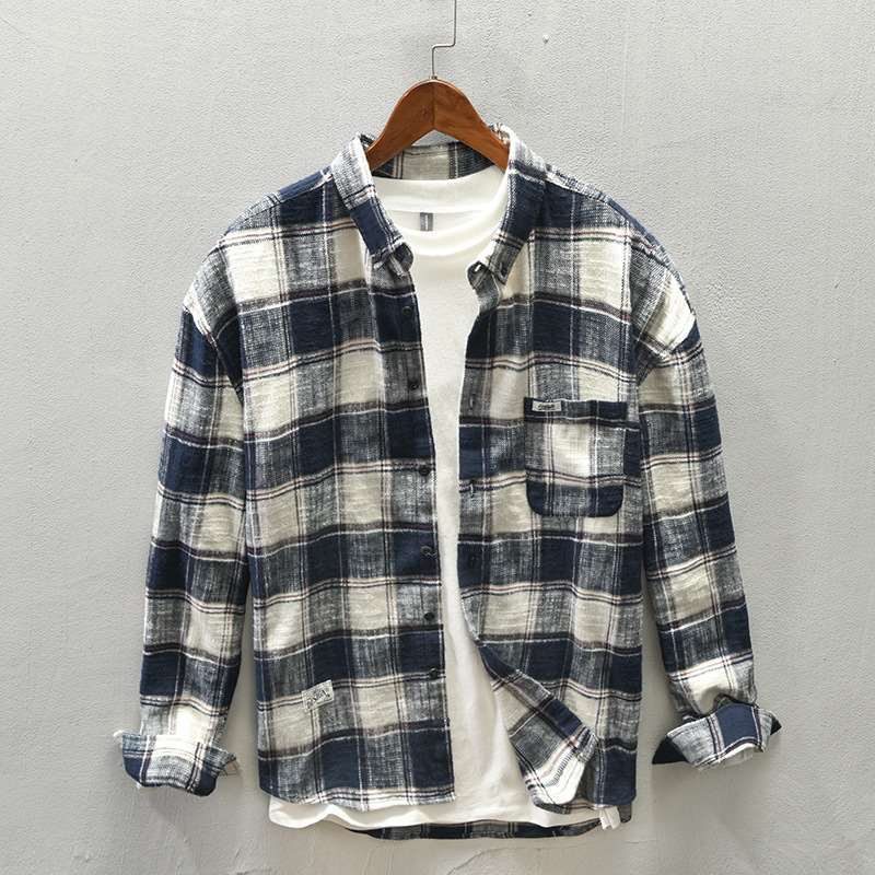 Herren Legeres Karo-Flanell-Overshirt aus weichem Baumwollmix mit Brusttasche Nord Taschen