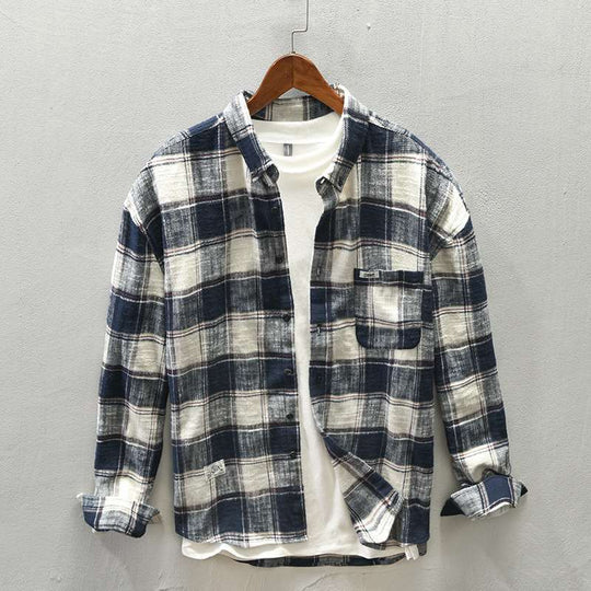 Herren Legeres Karo-Flanell-Overshirt aus weichem Baumwollmix mit Brusttasche Nord Taschen
