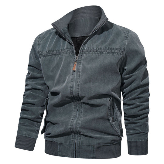 Herren leichtes Vintage-Canvas-Blouson mit Stehkragen und Rippbündchen Nord Taschen