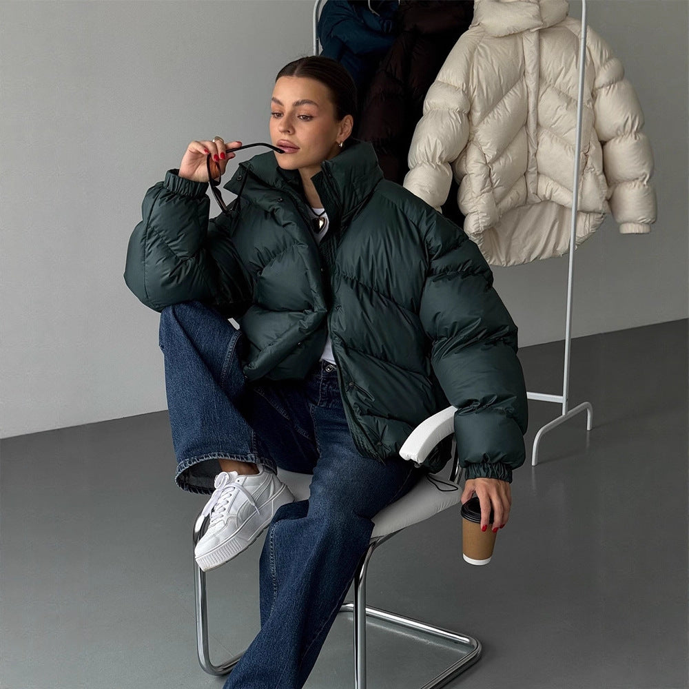 Damen Kurz-Pufferjacke mit Thermofüllung, Oversize-Kapuze & verdecktem Zweiwege-Reißverschluss Nord Taschen