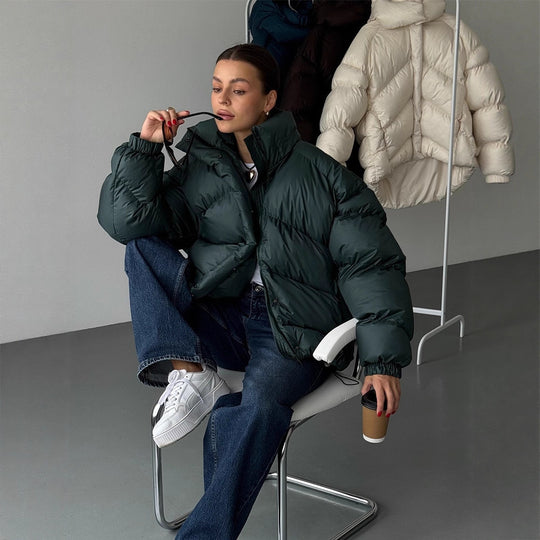 Damen Kurz-Pufferjacke mit Thermofüllung, Oversize-Kapuze & verdecktem Zweiwege-Reißverschluss Nord Taschen