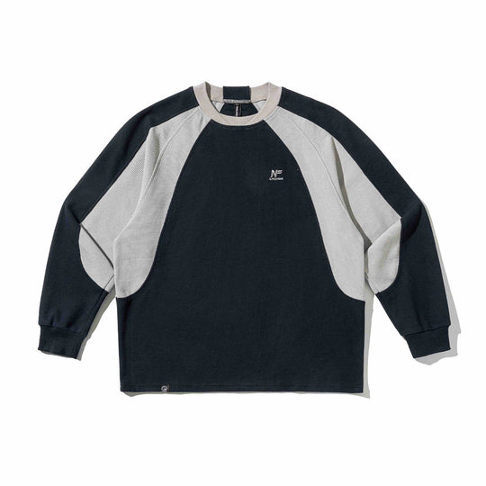 Herren Waffelstruktur-Sweatshirt mit Raglanärmeln und kontrastierenden Einsätzen Nord Taschen