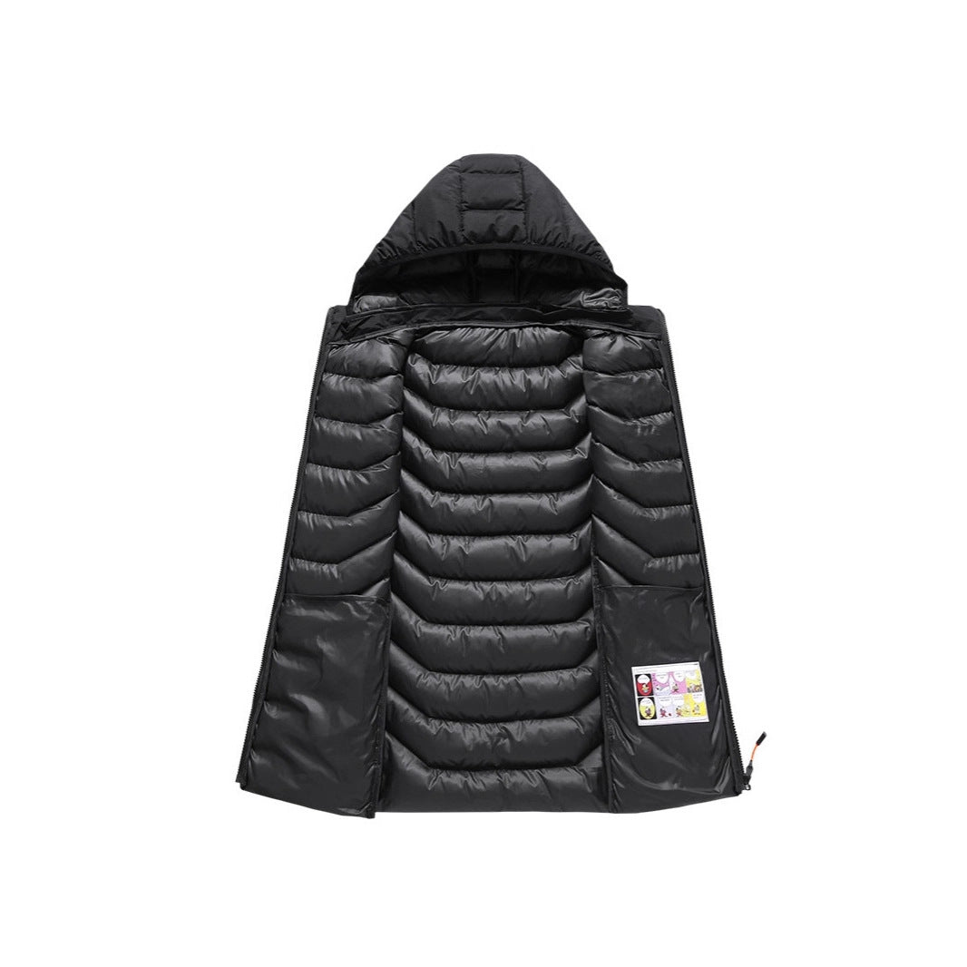 Herren Ärmellose Thermo-Utility‑Weste mit gesteppter Chevron‑Struktur, Kapuze und Zwei‑Wege‑Reißverschluss Nord Taschen