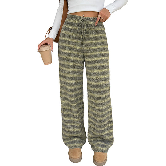 Damen Weiche Strick-Hose mit weitem Bein, hohem Bund & Kordelzug Nord Taschen