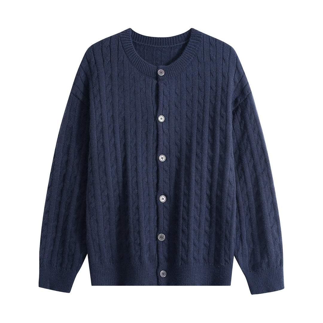 Damen Grobstrick-Cardigan mit Zopfmuster, Rundhalsausschnitt & durchgehender Knopfleiste Nord Taschen