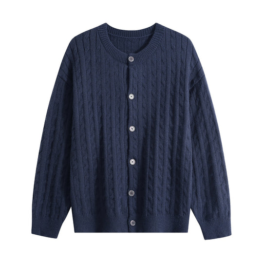 Damen Grobstrick-Cardigan mit Zopfmuster, Rundhalsausschnitt & durchgehender Knopfleiste Nord Taschen