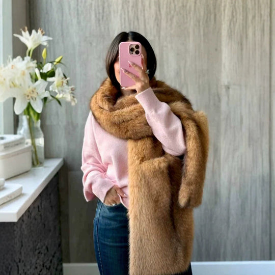Damen Luxuriöse lange Kunstpelz‑Stola mit voluminösem Schalkragen Nord Taschen