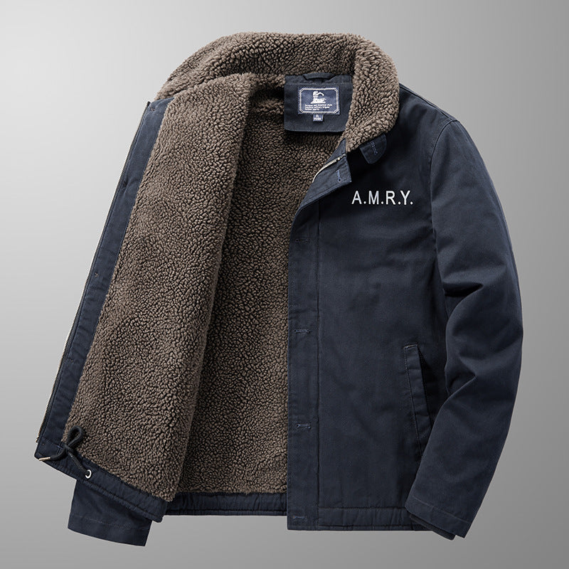 Herren Canvas-Arbeitsjacke mit Sherpa‑Futter, Thermo‑Innenlage und Kordelzugsaum Nord Taschen