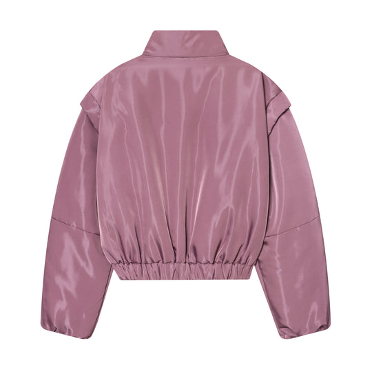 Damen Gekürzte wattierte Satinjacke mit hohem Stehkragen und Taillen-Smock Nord Taschen
