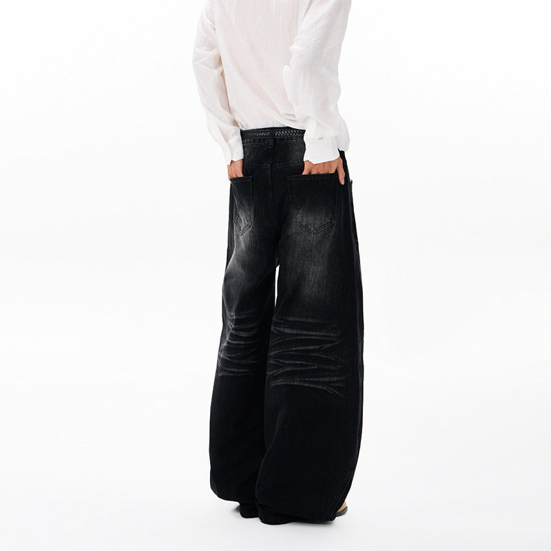 Herren Ultraweite Denim-Palazzohose im ballonförmigen Baggy-Cut mit tiefem Schritt Nord Taschen