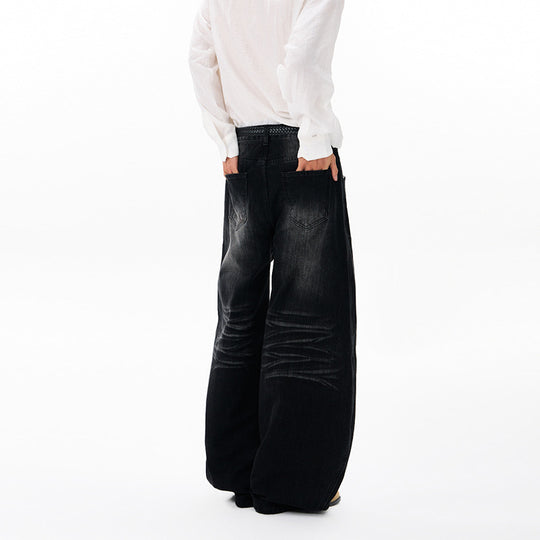 Herren Ultraweite Denim-Palazzohose im ballonförmigen Baggy-Cut mit tiefem Schritt Nord Taschen