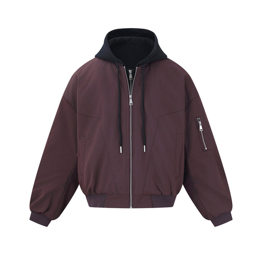 Herren Kurz geschnittener Boxy-Hoodie‑Bomber mit Kapuzen‑Einsatz und Utility‑Taschen Nord Taschen