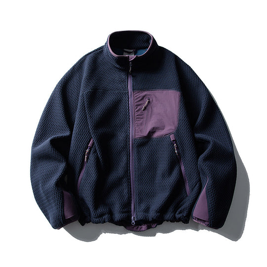 Unisex Textur-Fleecejacke mit Stehkragen und Brusttasche Nord Taschen