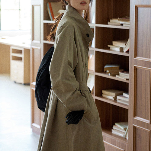 Damen Urbaner Lange Trenchcoat Nord Taschen