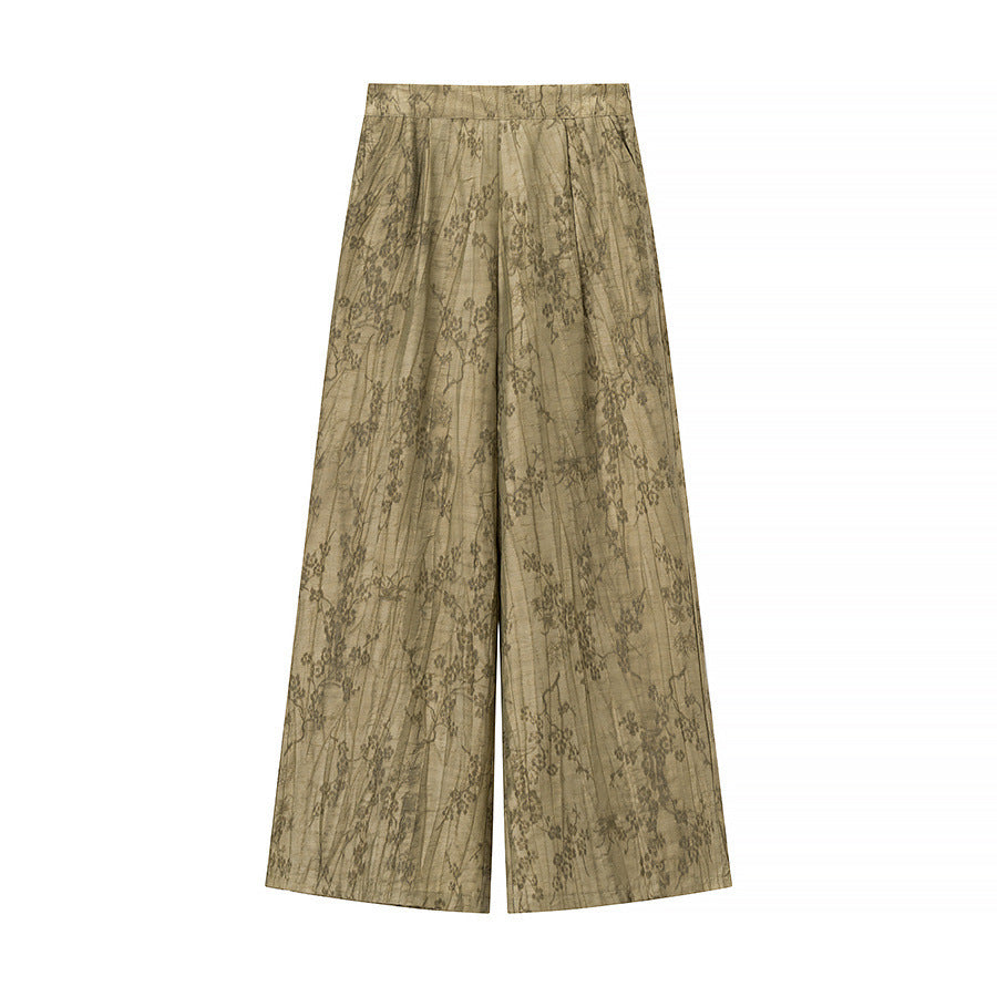 Damen Zweiteiliges Jacquard-Loungewear-Set mit Hemdbluse und weiter Palazzohose Nord Taschen